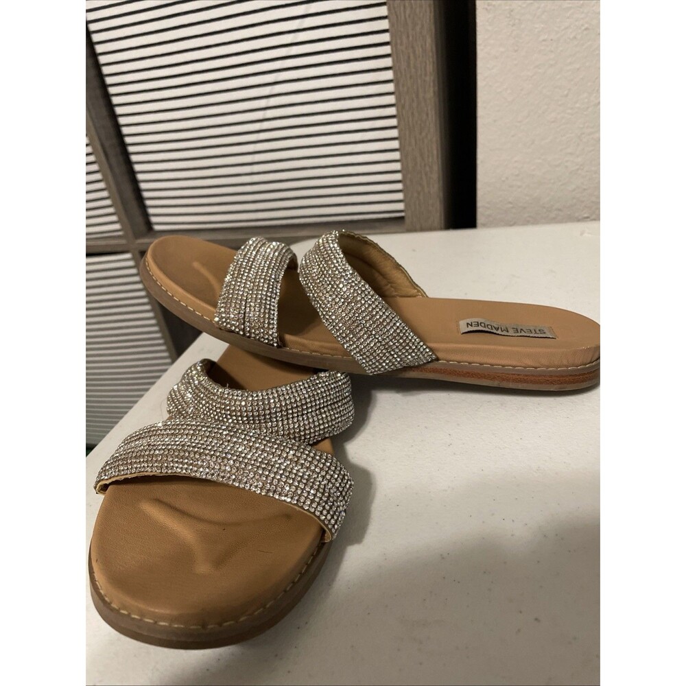 Steve Madden Flat Sandals Rhinestone  Slides Size 8.5M